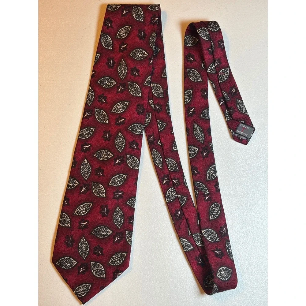 Robert Talbott Best of Class Guffey's‎ Red Leaf Silk Tie Necktie Mens Vintage